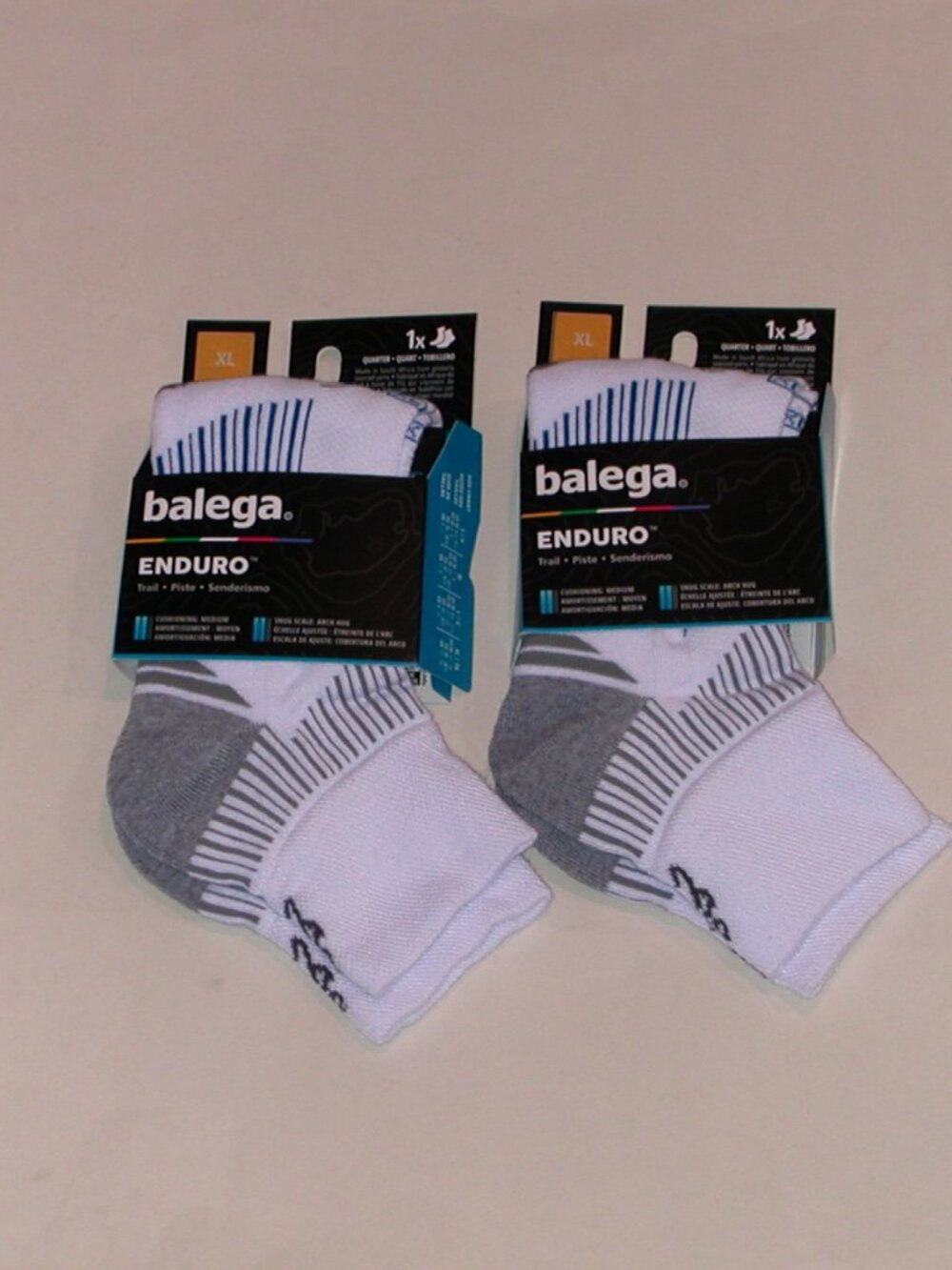 2 Pairs Balega Enduro Trail Medium Cushion Quarter Socks Men's Size XL White NWT